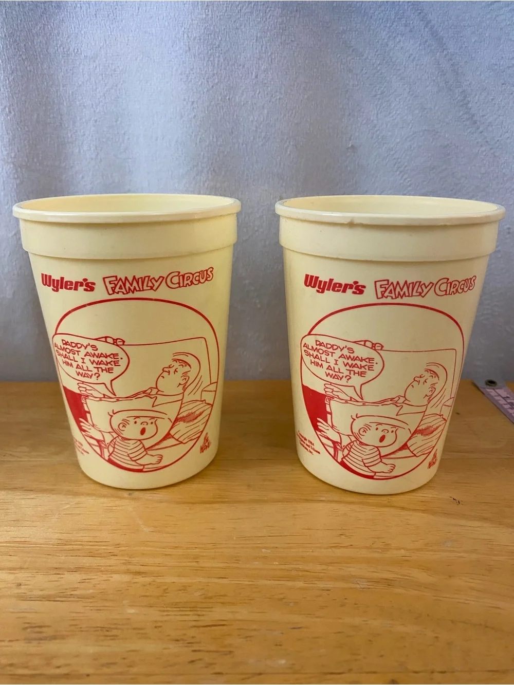 Vintage 1984-1985 Wyler's The Family Circus Set of 6 Plastic Drinking Cups